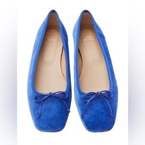 ANN MASHBURN Women's blue velvet round-toe ballet flats made in Italy size 36